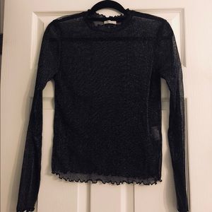 Mesh Glittery Long Sleeve Top